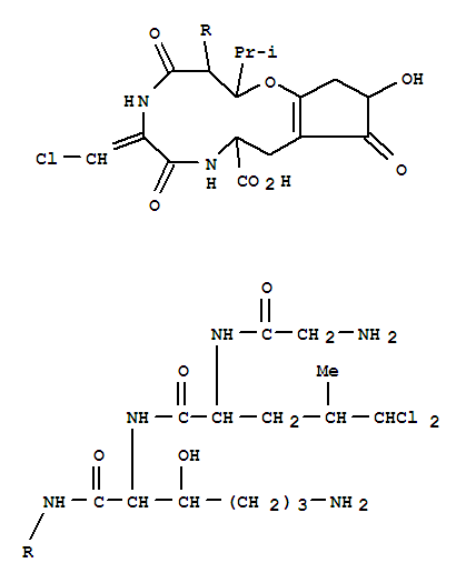 L-Lysinamide,glycyl-5,5-dichloro-L-leucyl-N-[9-carboxy-6-(chloromethylene)-2,3,4,5,6,7,8,9,10,11,12,13-dodecahydro-12-hydroxy-2-(1-methylethyl)-4,7,11-trioxocyclopent[k]-1,5,8-oxadiazacyclododecin-3-yl]-3-hydroxy-,[2S-[2R*,3R*(threo),6Z,9R*]]-