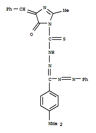 (5E)-5-benzylidene-3-({(E)-[(E)-[4-(dimethylamino)phenyl](2-phenylhydrazinylidene)methyl]diazenyl}carbothioyl)-2-methyl-3,5-dihydro-4H-imidazol-4-one