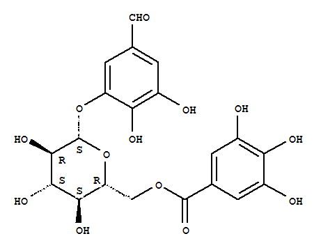 Benzoicacid, 3,4,5-trihydroxy-, 6'-ester with 3-(b-D-glucopyranosyloxy)-4,5-dihydroxybenzaldehyde