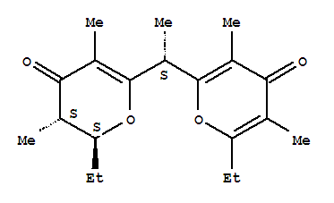 4H-Pyran-4-one,2-ethyl-6-[1-(6-ethyl-3,5-dimethyl-4-oxo-4H-pyran-2-yl)ethyl]-2,3-dihydro-3,5-dimethyl-,[2S-[2a,3b,6(R*)]]-