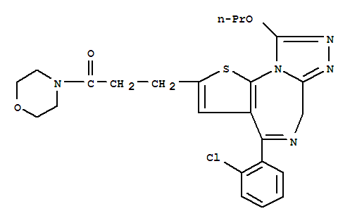 Morpholine, 4-(3-(4-(2-chlorophenyl)-9-propoxy-6H-thieno(3,2-f)(1,2,4)triazolo(4,3-a)(1,4)diazepin-2-yl)-1-oxopropyl)-