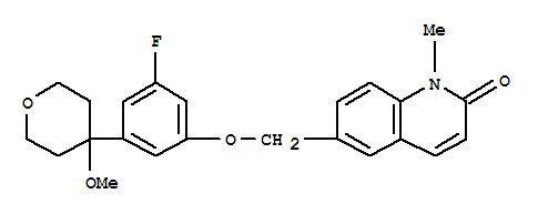 2(1H)-Quinolinone, 6-((3-fluoro-5-(tetrahydro-4-methoxy-2H-pyran-4-yl)phenoxy)methyl)-1-methyl-