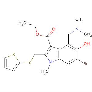 1H-Indole-3-carboxylic acid,6-bromo-4-[(dimethylamino)methyl]-5-hydroxy-1-methyl-2-[(2-thienylthio)methyl]-, ethyl ester