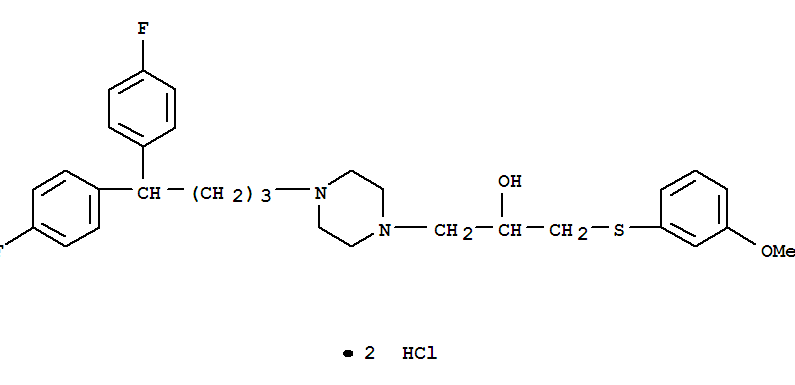 1-{4-[4,4-bis(4-fluorophenyl)butyl]piperazin-1-yl}-3-[(3-methoxyphenyl)sulfanyl]propan-2-ol dihydrochloride