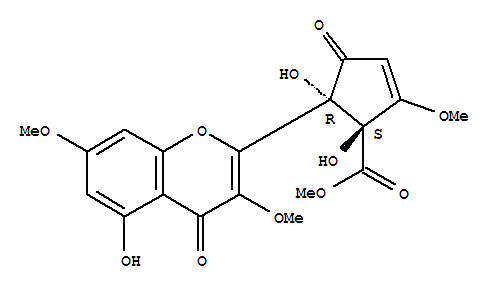 2-Cyclopentene-1-carboxylicacid,1,5-dihydroxy-5-(5-hydroxy-3,7-dimethoxy-4-oxo-4H-1-benzopyran-2-yl)-2-methoxy-4-oxo-,methyl ester, trans-(+)-