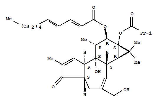 2,4-Decadienoicacid,1a,1b,4,4a,5,7a,7b,8,9,9a-decahydro-7b-hydroxy-3-(hydroxymethyl)-1,1,6,8-tetramethyl-9a-(2-methyl-1-oxopropoxy)-5-oxo-1H-cyclopropa[3,4]benz[1,2-e]azulen-9-ylester, [1aR-(1aa,1bb,4ab,7aa,7ba,8a,9b,9aa)]-