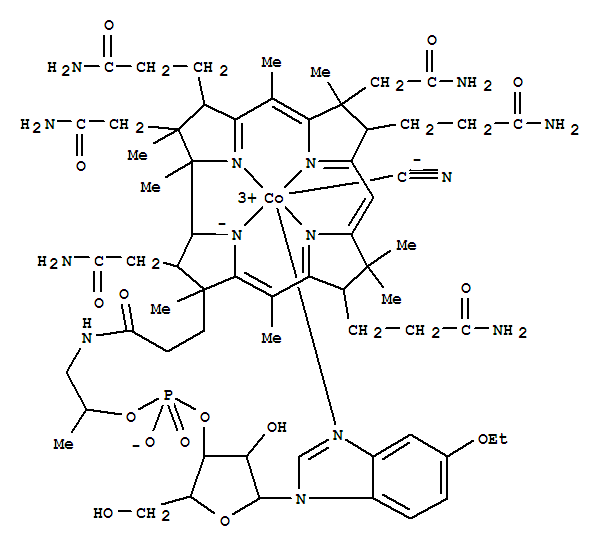 Cobinamide, Co-(cyano-kC)-, dihydrogen phosphate(ester), inner salt, 3'-ester with (5-ethoxy-1-a-D-ribofuranosyl-1H-benzimidazole-kN3) (9CI)