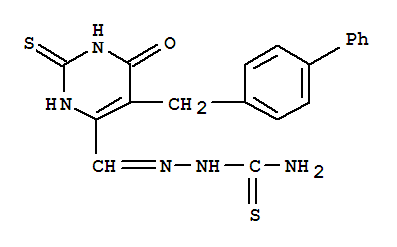 5-(biphenyl-4-ylmethyl)-6-oxo-2-thioxo-1,2,3,6-tetrahydropyrimidine-4-carbaldehyde thiosemicarbazone