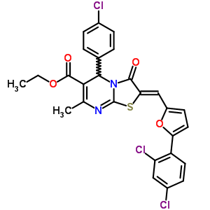 Ethyl (2z)-5-(4-chlorophenyl)-2-[[5-(2,4-dichlorophenyl)furan-2-yl]methylidene]-7-methyl-3-oxo-5h-[1,3]thiazolo[3,2-a]pyrimidine-6-carboxylate