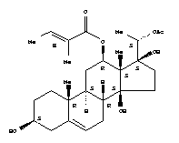 Pregn-5-ene-3,12,14,17,20-pentol,20-acetate 12-(2-methyl-2-butenoate), [3b,12b(E),14b,17a,20S]-