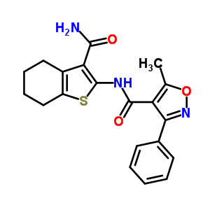N-(3-carbamoyl-4,5,6,7-tetrahydro-1-benzothiophen-2-yl)-5-methyl-3-phenyl-1,2-oxazole-4-carboxamide