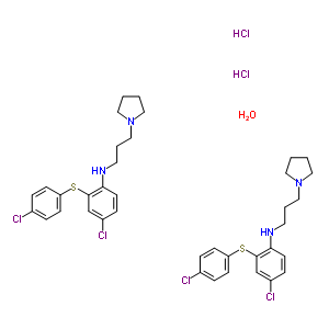 4-chloro-2-[(4-chlorophenyl)sulfanyl]-N-[3-(pyrrolidin-1-yl)propyl]aniline hydrochloride hydrate (2:2:1)