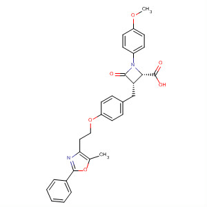 2-Azetidinecarboxylic acid,1-(4-methoxyphenyl)-3-[[4-[2-(5-methyl-2-phenyl-4-oxazolyl)ethoxy]phenyl]methyl]-4-oxo-, (2S,3S)-