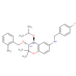 2H-1-Benzopyran-6-amine,N-[(4-fluorophenyl)methyl]-3,4-dihydro-2,2-dimethyl-4-(1-methylethoxy)-3-[(2-methylphenyl)methoxy]-, (3R,4S)-rel-