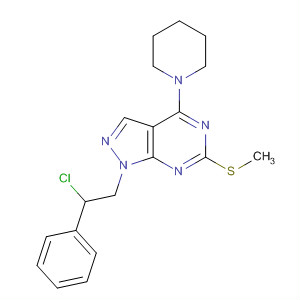1H-Pyrazolo[3,4-d]pyrimidine,1-(2-chloro-2-phenylethyl)-6-(methylthio)-4-(1-piperidinyl)-