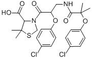 4-Thiazolidinecarboxylic acid, 3-(3-(2-(p-chlorophenoxy)-2-methylpropi onamido)-2-(p-chlorophenoxy)propionyl)-5,5-dimethyl-