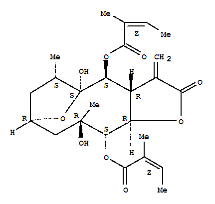 2-Butenoicacid, 2-methyl-,dodecahydro-5,10-dihydroxy-6,10-dimethyl-3-methylene-2-oxo-5,8-epoxycyclodeca[b]furan-4,11-diylester, [3aR-[3aR*,4S*(Z),5S*,6S*,8R*,10R*,11S*(Z),11aR*]]-