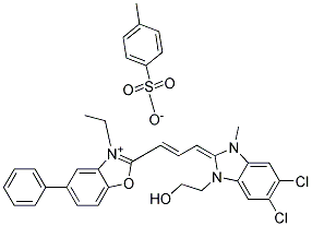 2-[3-[5,6-dichloro-1,3-dihydro-1-(2-hydroxyethyl)-3-methyl-2H-benzimidazol-2-ylidene]prop-1-enyl]-3-ethyl-5-phenylbenzoxazolium toluene-p-sulphonate