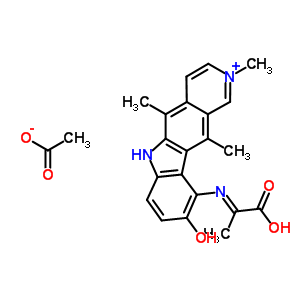10-{[(1E)-1-carboxyethylidene]amino}-9-hydroxy-2,5,11-trimethyl-6H-pyrido[4,3-b]carbazol-2-ium acetate