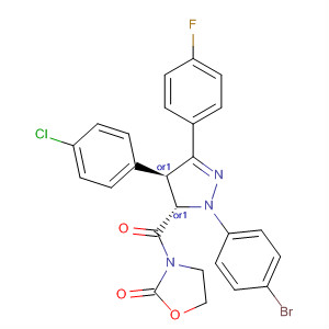 2-Oxazolidinone,3-[[(4R,5S)-1-(4-bromophenyl)-4-(4-chlorophenyl)-3-(4-fluorophenyl)-4,5-dihydro-1H-pyrazol-5-yl]carbonyl]-, rel-