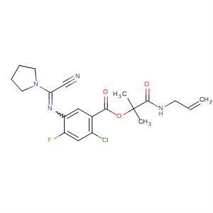 Benzoic acid,2-chloro-5-[(cyano-1-pyrrolidinylmethylene)amino]-4-fluoro-,1,1-dimethyl-2-oxo-2-(2-propen-1-ylamino)ethyl ester