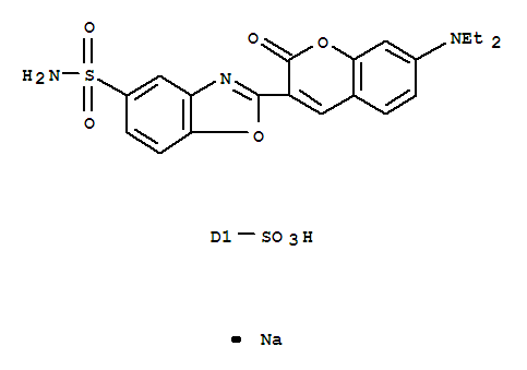 Sodium 5-(aminosulphonyl)-2-(7-(diethylamino)-2-oxo-2H-1-benzopyran-3-yl)benzoxazolesulphonate