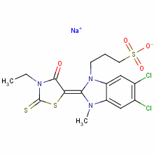 sodium 5,6-dichloro-2-[(3-ethyl-4-oxo-2-thioxo)thiazolidin-5-ylidene]-2,3-dihydro-3-methyl-1H-benzimidazole-1-propanesulphonate
