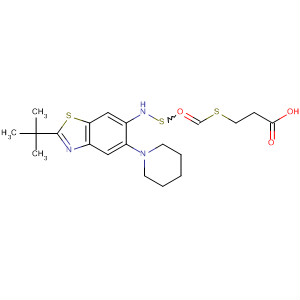 Propanoic acid,3-[[[[2-(1,1-dimethylethyl)-5-(1-piperidinyl)-6-benzothiazolyl]amino]thioxomethyl]thio]- molecular structure