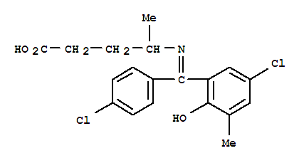 4-{[(E)-(3-chloro-5-methyl-6-oxocyclohexa-2,4-dien-1-ylidene)(4-chlorophenyl)methyl]amino}pentanoic acid molecular structure