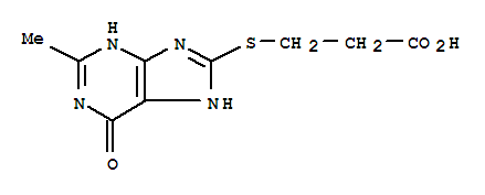 3-[(2-methyl-6-oxo-5,6-dihydro-3H-purin-8-yl)sulfanyl]propanoic acid molecular structure