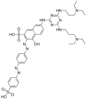 7-[4,6-Bis[3-(diethylamino)propylamino]-1,3,5-triazin-2-ylamino]-4-hydroxy-3-[4-(4-sulfophenylazo)phenylazo]-2-naphthalenesulfonic acid molecular structure