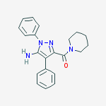 (5-amino-1,4-diphenyl-1H-pyrazol-3-yl)(piperidin-1-yl)methanone molecular structure