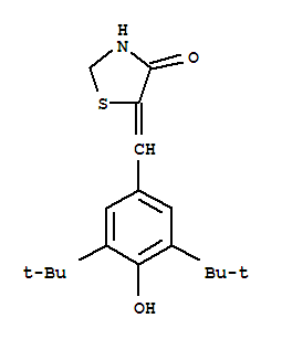 (5Z)-5-[(3,5-di-tert-butyl-4-hydroxyphenyl)methylidene]-1,3-thiazolidin-4-one molecular structure