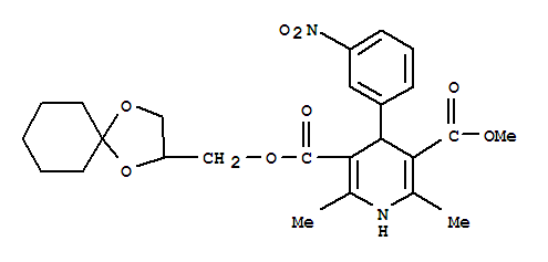 1,4-dioxaspiro[4.5]dec-2-ylmethyl methyl 2,6-dimethyl-4-(3-nitrophenyl)-1,4-dihydropyridine-3,5-dicarboxylate molecular structure
