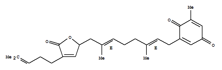 2,5-Cyclohexadiene-1,4-dione,2-[(2E,6E)-8-[2,5-dihydro-4-(4-methyl-3-penten-1-yl)-5-oxo-2-furanyl]-3,7-dimethyl-2,6-octadien-1-yl]-6-methyl-,(-)-