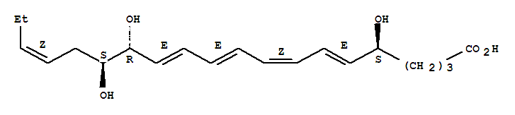6,8,10,12,17-Eicosapentaenoicacid, 5,14,15-trihydroxy-, [5S-(5R*,6E,8Z,10E,12E,14S*,15R*,17Z)]- molecular structure