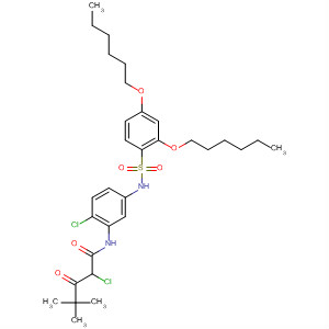 Pentanamide,N-[5-[[[2,4-bis(hexyloxy)phenyl]sulfonyl]amino]-2-chlorophenyl]-2-chloro-4,4-dimethyl-3-oxo- molecular structure