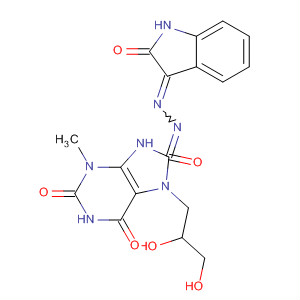 1H-Purine-2,6,8(3H)-trione,7-(2,3-dihydroxypropyl)-7,9-dihydro-3-methyl-,8-[(1,2-dihydro-2-oxo-3H-indol-3-ylidene)hydrazone] molecular structure