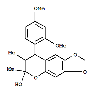 6H-1,3-dioxolo(4,5-g)(1)benzopyran-6-ol, 8-(2,4-dimethoxyphenyl)-7,8-dihydro-6,7-dimethyl- molecular structure