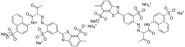 7-Benzothiazolesulfonic acid, 6-methyl-2-[4-[[2-oxo-1-[ [(4-sulfo-1-naphthalenyl)amino]carbonyl]propyl]azo ]-3-sulfophenyl]-, ammonium sodium salt molecular structure