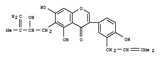 4H-1-Benzopyran-4-one,5,7-dihydroxy-6- (2-hydroxy-3-methyl-3-butenyl)-3-[4- hydroxy-3-(3-methyl-2-butenyl)phenyl]- molecular structure