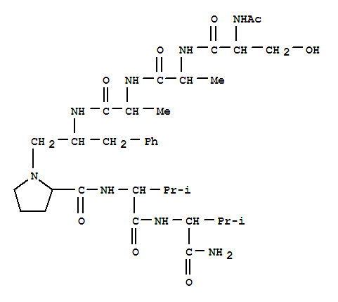 1-{(2S)-2-[(N-acetyl-L-seryl-L-alanyl-L-alanyl)amino]-3-phenylpropyl}-L-prolyl-L-valyl-L-valinamide molecular structure