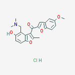 [4-[(dimethylamino)methyl]-5-hydroxy-2-methyl-1-benzofuran-3-yl]-(5-methoxy-1-benzofuran-2-yl)methanone;hydrochloride molecular structure