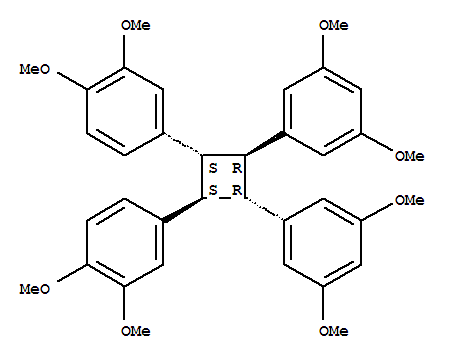 Benzene,1,1'-[3,4-bis(3,5-dimethoxyphenyl)-1,2-cyclobutanediyl]bis[3,4-dimethoxy-, (1a,2b,3a,4b)- molecular structure