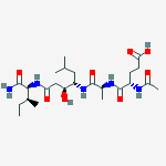 L-ASPARTAMIDE,N2-ACETYL-L-GLUTAMINYL-N1-[4-[[1-(AMINOCARBONYL)-2-METHYLPROPYL]AMINO]-2-HYDROXY-1-(2-METHYLPROPYL)-4-OXOBUTYL]-,[1S-[1R*,2R*,4(R*)]]- molecular structure