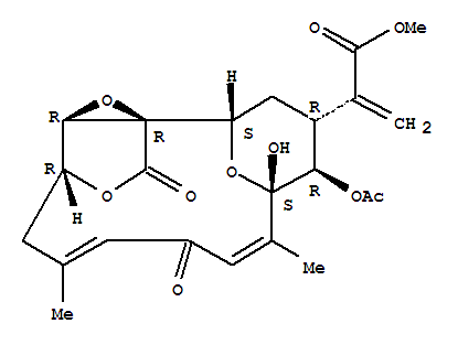 2-[(1R,2S,4R,5R,6S,7Z,10Z,13R,17R)-5-Acetyloxy-6-hydroxy-7,11-dimethyl-9,15-dioxo-14,16,18-trioxatetracyclo[11.2.2.12,6.01,17]octadeca-7,10-dien-4-yl]acrylic acid methyl ester molecular structure