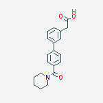 (3-{4-[(piperidin-1-yl)carbonyl]phenyl}phenyl)acetic acid molecular structure