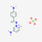 5-(dimethylamino)-1-({(E)-[4-(dimethylamino)phenyl]methylidene}amino)-2-methylpyridinium perchlorate molecular structure