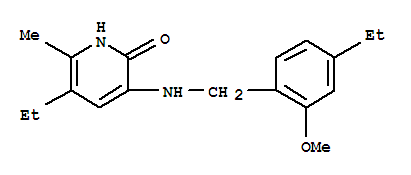 2(1H)-Pyridinone, 5-ethyl-3-(((4-ethyl-2-methoxyphenyl)methyl)amino)-6-methyl- molecular structure