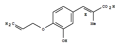 2-Propenoic acid,3-[3-hydroxy-4-(2-propen-1-yloxy)phenyl]-2-methyl-, (2E)- molecular structure